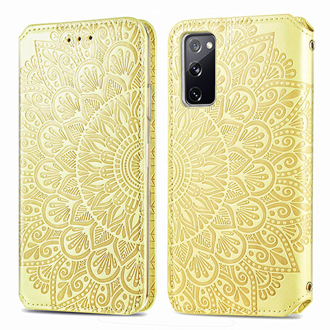 Custodia Portafoglio In Pelle Fantasia Modello Cover con Supporto S01D per Samsung Galaxy S20 FE 4G Oro