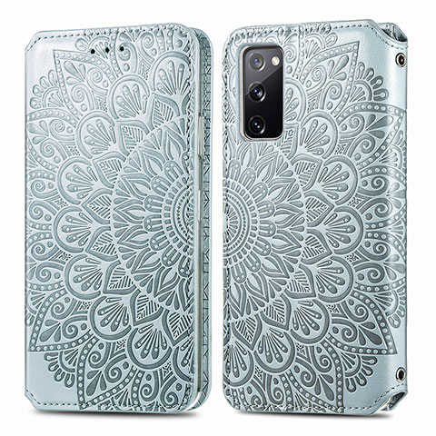 Custodia Portafoglio In Pelle Fantasia Modello Cover con Supporto S01D per Samsung Galaxy S20 Lite 5G Argento