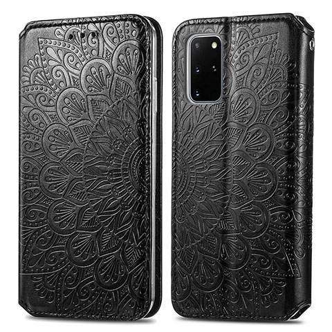 Custodia Portafoglio In Pelle Fantasia Modello Cover con Supporto S01D per Samsung Galaxy S20 Plus 5G Nero