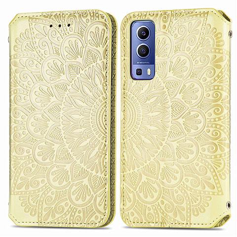 Custodia Portafoglio In Pelle Fantasia Modello Cover con Supporto S01D per Vivo iQOO Z3 5G Oro