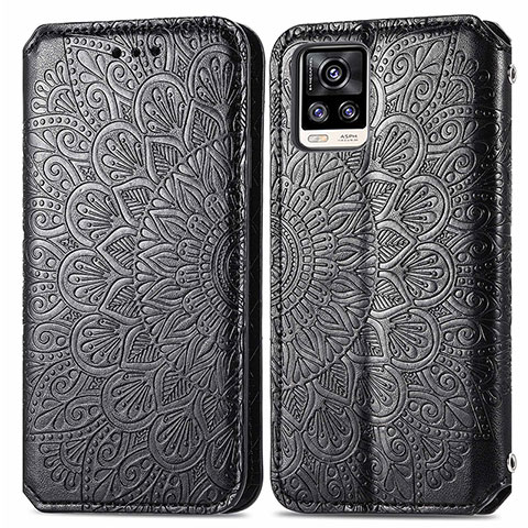 Custodia Portafoglio In Pelle Fantasia Modello Cover con Supporto S01D per Vivo V20 Nero