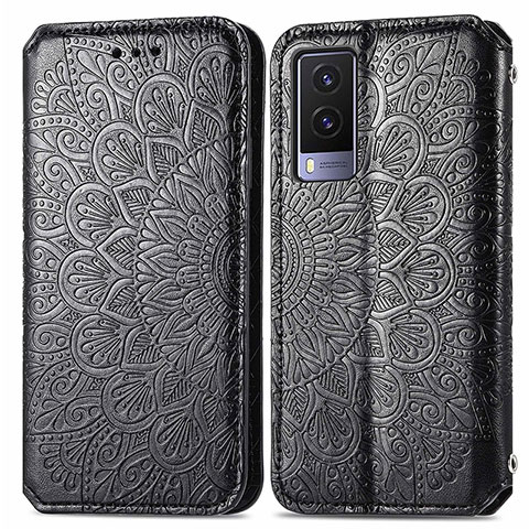 Custodia Portafoglio In Pelle Fantasia Modello Cover con Supporto S01D per Vivo V21e 5G Nero