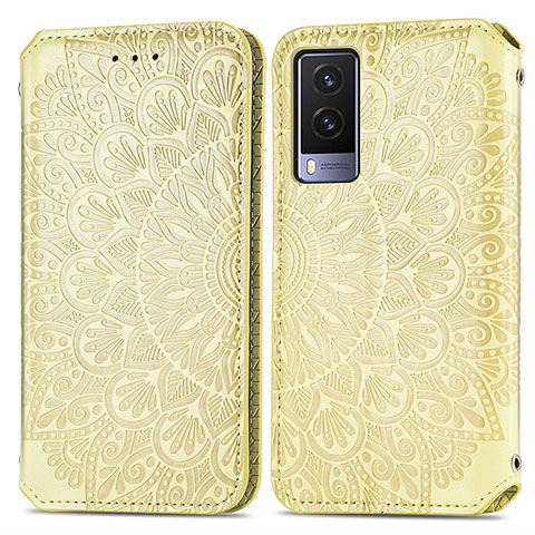 Custodia Portafoglio In Pelle Fantasia Modello Cover con Supporto S01D per Vivo V21e 5G Oro