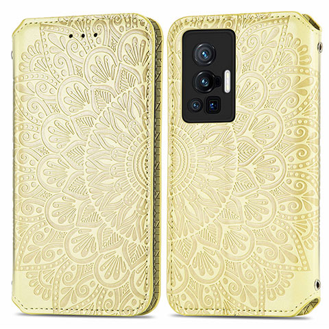 Custodia Portafoglio In Pelle Fantasia Modello Cover con Supporto S01D per Vivo X70 Pro 5G Oro