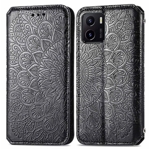 Custodia Portafoglio In Pelle Fantasia Modello Cover con Supporto S01D per Vivo Y10 t1 Nero