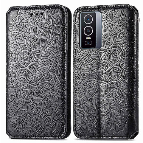 Custodia Portafoglio In Pelle Fantasia Modello Cover con Supporto S01D per Vivo Y76 5G Nero