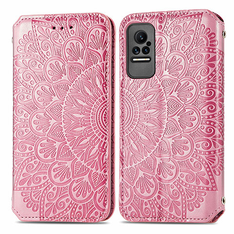 Custodia Portafoglio In Pelle Fantasia Modello Cover con Supporto S01D per Xiaomi Civi 1S 5G Oro Rosa