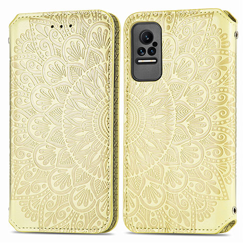 Custodia Portafoglio In Pelle Fantasia Modello Cover con Supporto S01D per Xiaomi Civi 5G Oro