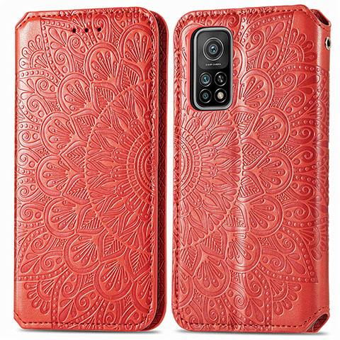 Custodia Portafoglio In Pelle Fantasia Modello Cover con Supporto S01D per Xiaomi Mi 10T 5G Rosso