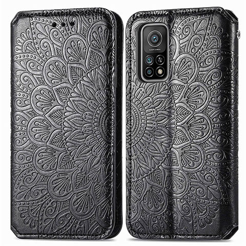 Custodia Portafoglio In Pelle Fantasia Modello Cover con Supporto S01D per Xiaomi Mi 10T Pro 5G Nero