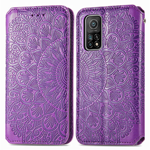 Custodia Portafoglio In Pelle Fantasia Modello Cover con Supporto S01D per Xiaomi Mi 10T Pro 5G Viola