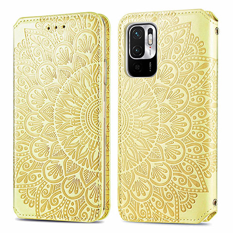 Custodia Portafoglio In Pelle Fantasia Modello Cover con Supporto S01D per Xiaomi POCO M3 Pro 5G Oro