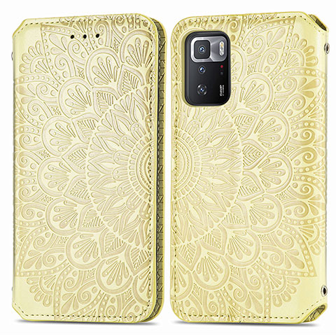 Custodia Portafoglio In Pelle Fantasia Modello Cover con Supporto S01D per Xiaomi Poco X3 GT 5G Oro