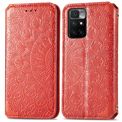Custodia Portafoglio In Pelle Fantasia Modello Cover con Supporto S01D per Xiaomi Redmi 10 4G Rosso
