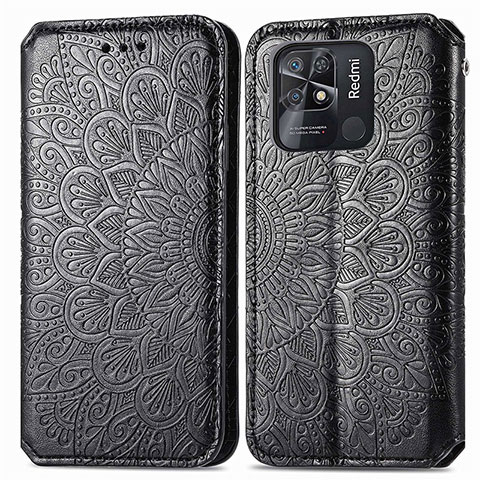 Custodia Portafoglio In Pelle Fantasia Modello Cover con Supporto S01D per Xiaomi Redmi 10 Power Nero