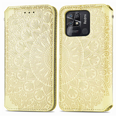 Custodia Portafoglio In Pelle Fantasia Modello Cover con Supporto S01D per Xiaomi Redmi 10C 4G Oro