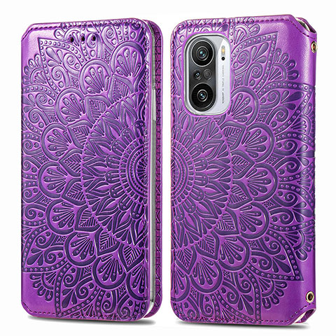 Custodia Portafoglio In Pelle Fantasia Modello Cover con Supporto S01D per Xiaomi Redmi K40 5G Viola