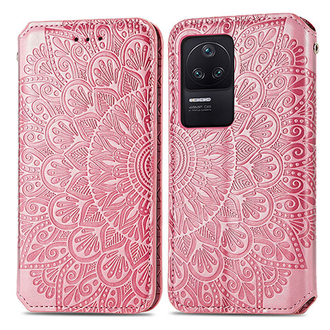 Custodia Portafoglio In Pelle Fantasia Modello Cover con Supporto S01D per Xiaomi Redmi K40S 5G Oro Rosa