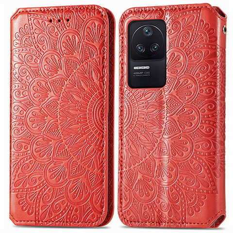 Custodia Portafoglio In Pelle Fantasia Modello Cover con Supporto S01D per Xiaomi Redmi K40S 5G Rosso