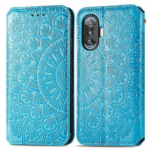 Custodia Portafoglio In Pelle Fantasia Modello Cover con Supporto S01D per Xiaomi Redmi K50 Gaming AMG F1 5G Blu