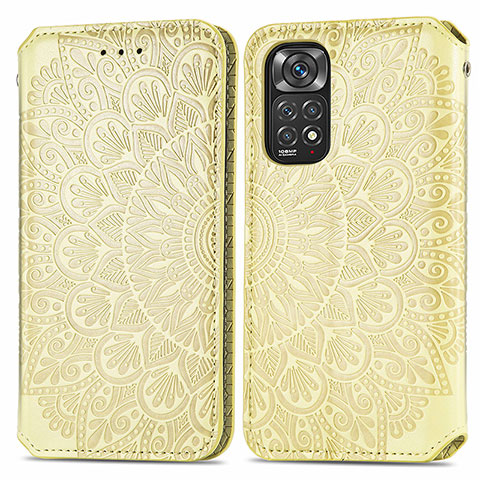 Custodia Portafoglio In Pelle Fantasia Modello Cover con Supporto S01D per Xiaomi Redmi Note 11 4G (2022) Oro