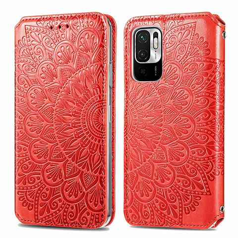 Custodia Portafoglio In Pelle Fantasia Modello Cover con Supporto S01D per Xiaomi Redmi Note 11 SE 5G Rosso