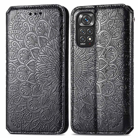 Custodia Portafoglio In Pelle Fantasia Modello Cover con Supporto S01D per Xiaomi Redmi Note 11S 4G Nero