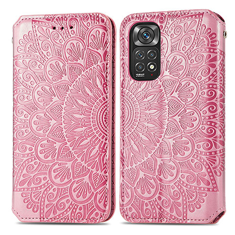 Custodia Portafoglio In Pelle Fantasia Modello Cover con Supporto S01D per Xiaomi Redmi Note 11S 4G Oro Rosa