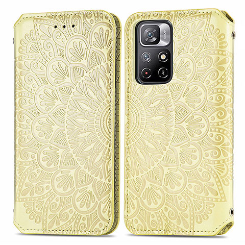 Custodia Portafoglio In Pelle Fantasia Modello Cover con Supporto S01D per Xiaomi Redmi Note 11T 5G Oro