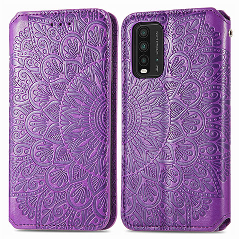 Custodia Portafoglio In Pelle Fantasia Modello Cover con Supporto S01D per Xiaomi Redmi Note 9 4G Viola