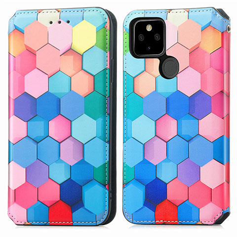 Custodia Portafoglio In Pelle Fantasia Modello Cover con Supporto S02D per Google Pixel 5a 5G Colorato