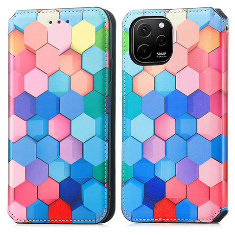 Custodia Portafoglio In Pelle Fantasia Modello Cover con Supporto S02D per Huawei Enjoy 50z Colorato