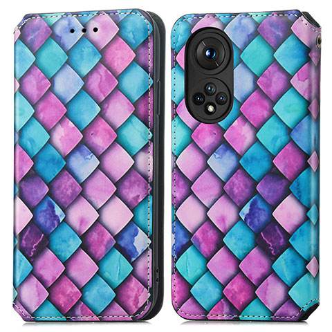 Custodia Portafoglio In Pelle Fantasia Modello Cover con Supporto S02D per Huawei Honor 50 5G Viola