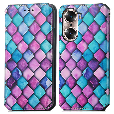 Custodia Portafoglio In Pelle Fantasia Modello Cover con Supporto S02D per Huawei Honor 60 Pro 5G Viola