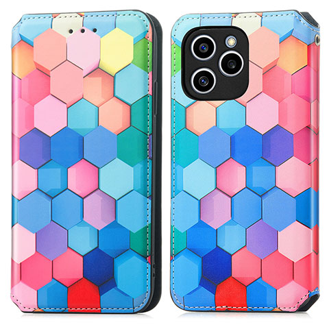 Custodia Portafoglio In Pelle Fantasia Modello Cover con Supporto S02D per Huawei Honor 60 SE 5G Colorato