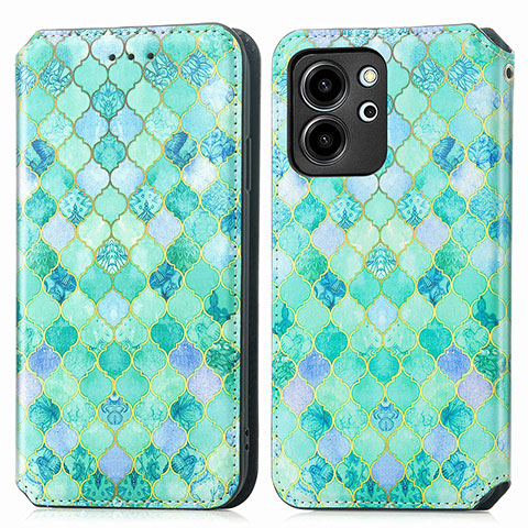 Custodia Portafoglio In Pelle Fantasia Modello Cover con Supporto S02D per Huawei Honor 80 SE 5G Verde