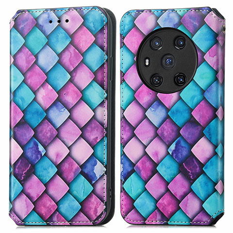 Custodia Portafoglio In Pelle Fantasia Modello Cover con Supporto S02D per Huawei Honor Magic3 5G Viola