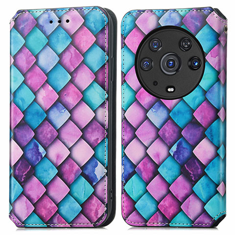 Custodia Portafoglio In Pelle Fantasia Modello Cover con Supporto S02D per Huawei Honor Magic3 Pro 5G Viola