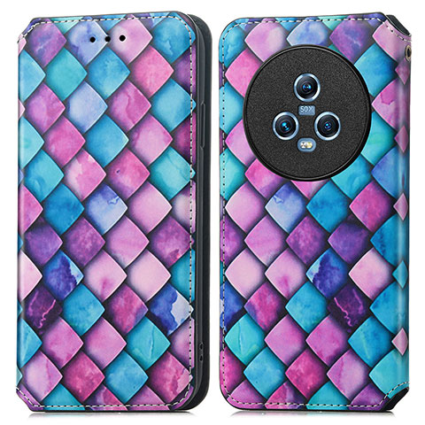 Custodia Portafoglio In Pelle Fantasia Modello Cover con Supporto S02D per Huawei Honor Magic5 5G Viola