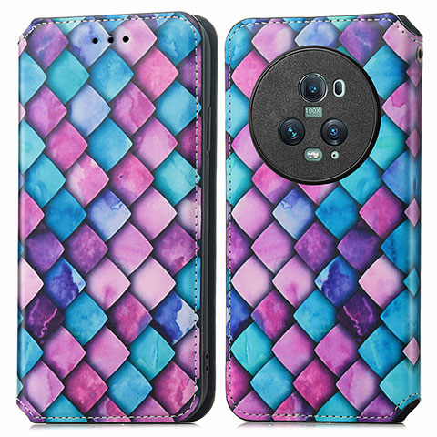 Custodia Portafoglio In Pelle Fantasia Modello Cover con Supporto S02D per Huawei Honor Magic5 Pro 5G Viola