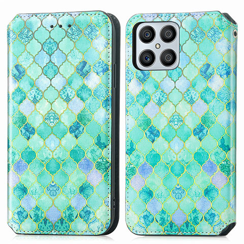 Custodia Portafoglio In Pelle Fantasia Modello Cover con Supporto S02D per Huawei Honor X8 4G Verde