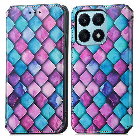 Custodia Portafoglio In Pelle Fantasia Modello Cover con Supporto S02D per Huawei Honor X8a 4G Viola