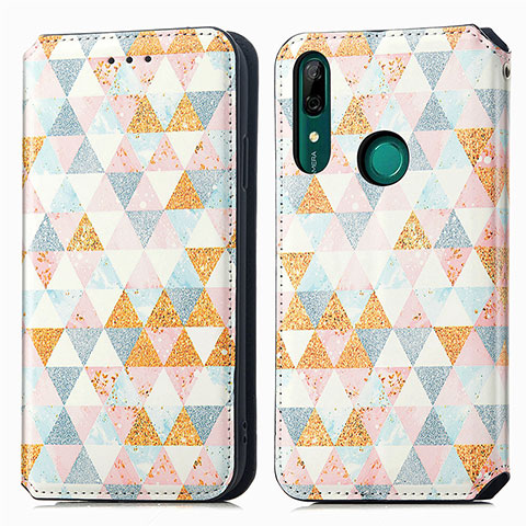 Custodia Portafoglio In Pelle Fantasia Modello Cover con Supporto S02D per Huawei P Smart Z (2019) Bianco