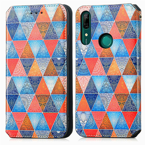 Custodia Portafoglio In Pelle Fantasia Modello Cover con Supporto S02D per Huawei Y9 Prime (2019) Marrone