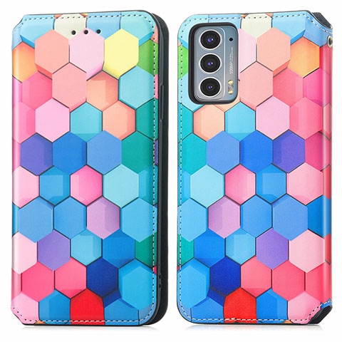 Custodia Portafoglio In Pelle Fantasia Modello Cover con Supporto S02D per Motorola Moto Edge Lite 5G Colorato