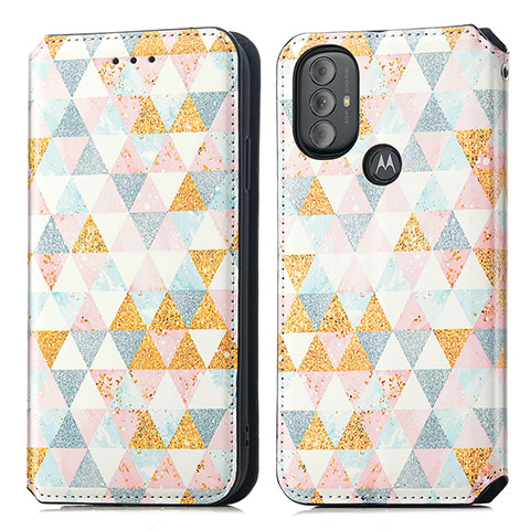 Custodia Portafoglio In Pelle Fantasia Modello Cover con Supporto S02D per Motorola Moto G Play Gen 2 Bianco