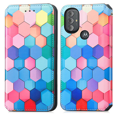 Custodia Portafoglio In Pelle Fantasia Modello Cover con Supporto S02D per Motorola Moto G Play Gen 2 Colorato