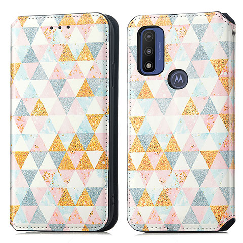 Custodia Portafoglio In Pelle Fantasia Modello Cover con Supporto S02D per Motorola Moto G Pure Bianco