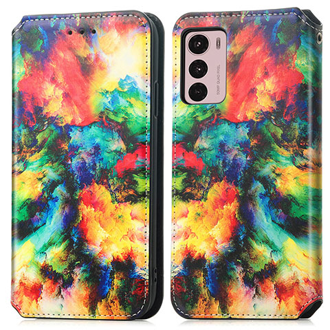 Custodia Portafoglio In Pelle Fantasia Modello Cover con Supporto S02D per Motorola Moto G42 Multicolore