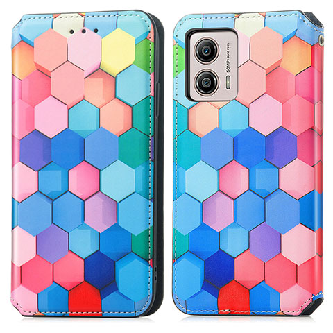 Custodia Portafoglio In Pelle Fantasia Modello Cover con Supporto S02D per Motorola Moto G53j 5G Colorato